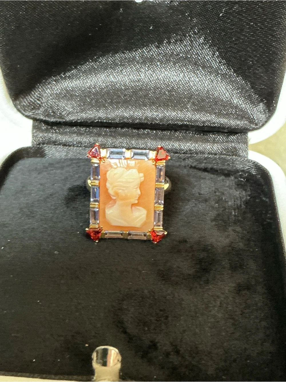STUNNING DESIGNER FRANCESCA VILLA VINTAGE 18K GOLD LOLITE AND RHODOLITE RING